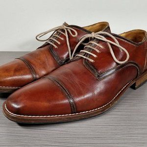 Ron White Eugene Cap Toe Derby, Cognac Leather, Mens Size 9 / 42
